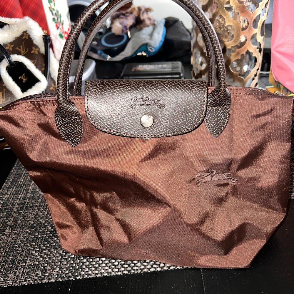 Longchamp Small Le Pliage Original Top Handle Bag in Chocolate Brown